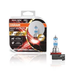 OSRAM NIGHT BREAKER 200, H11, +200% more brightness, halogen headlight lamp, 64211NB200-HCB, 12V, Duo Box (2 lamps)